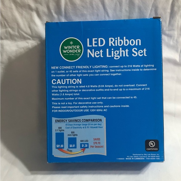 Winter wonder led Ribbon 70 net lights set green wire. indoor/outdoor. - Picture 2 of 4